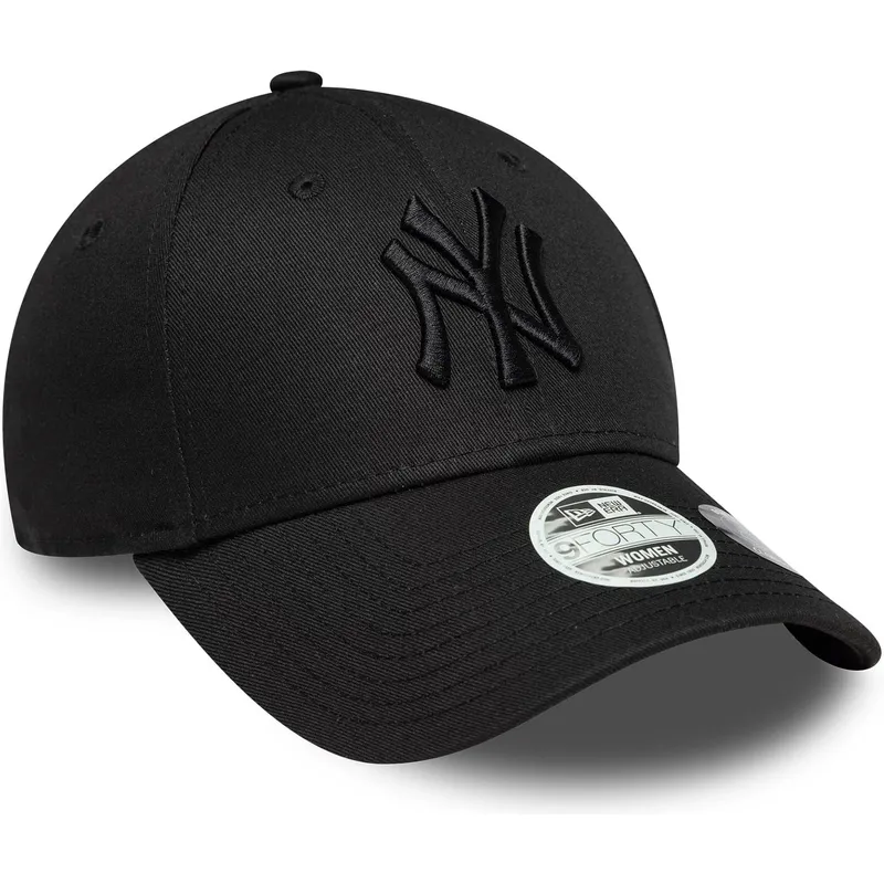 czarna-regulowana-czapka-z-zakrzywionym-daszkiem-z-czarnym-logo-dla-kobiet-9forty-bow-back-new-york-yankees-mlb-new-era