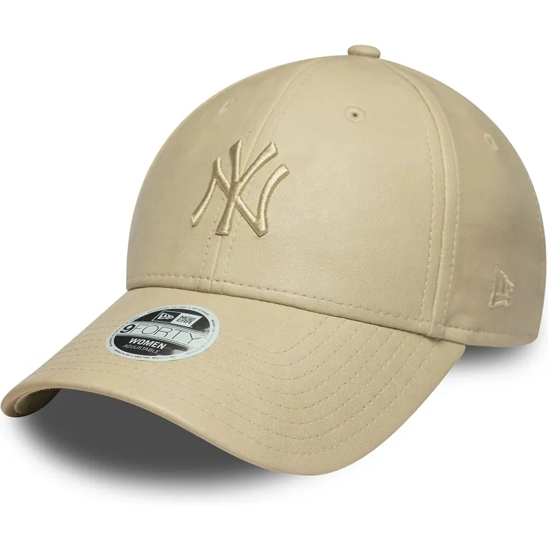 cappellino-curvo-beige-regolabile-con-logo-beige-da-donna-9forty-pu-dei-new-york-yankees-mlb-di-new-era