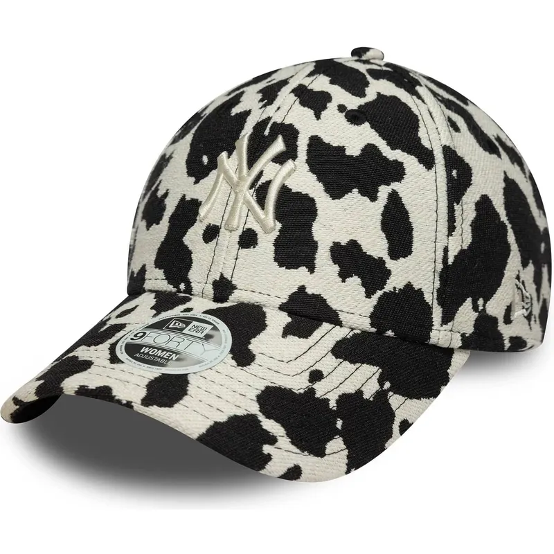 cappellino-curvo-nero-e-bianco-regolabile-da-donna-9forty-cow-midi-dei-new-york-yankees-mlb-di-new-era