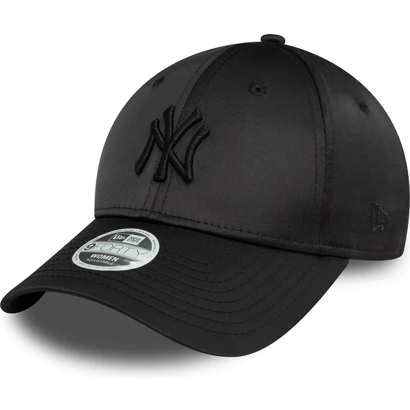 schwarze-gebogene-snapback-kappe-mit-schwarzem-logo-fur-damen-9forty-satin-der-new-york-yankees-mlb-von-new-era