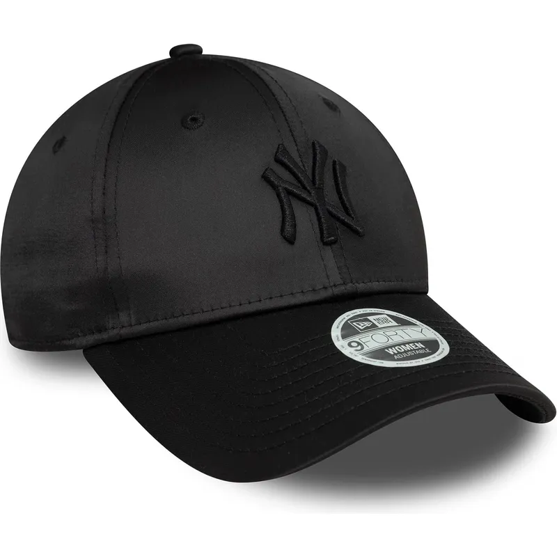 cappellino-curvo-nero-snapback-con-logo-nero-da-donna-9forty-satin-di-new-york-yankees-mlb-di-new-era