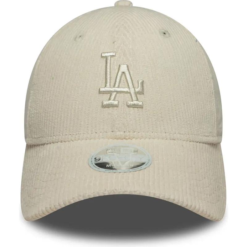 cappellino-curvo-beige-regolabile-con-logo-beige-da-donna-9forty-m-crown-pastel-cord-dei-los-angeles-dodgers-mlb-di-new-era