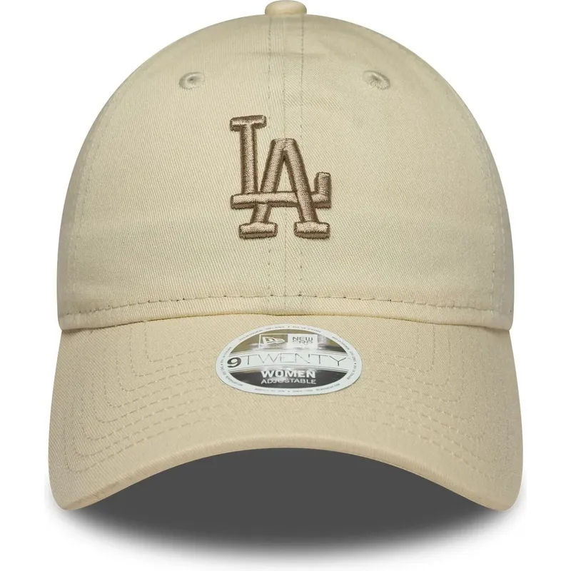 cappellino-curvo-beige-regolabile-con-logo-beige-da-donna-9twenty-league-essential-midi-dei-los-angeles-dodgers-mlb-di-new-era
