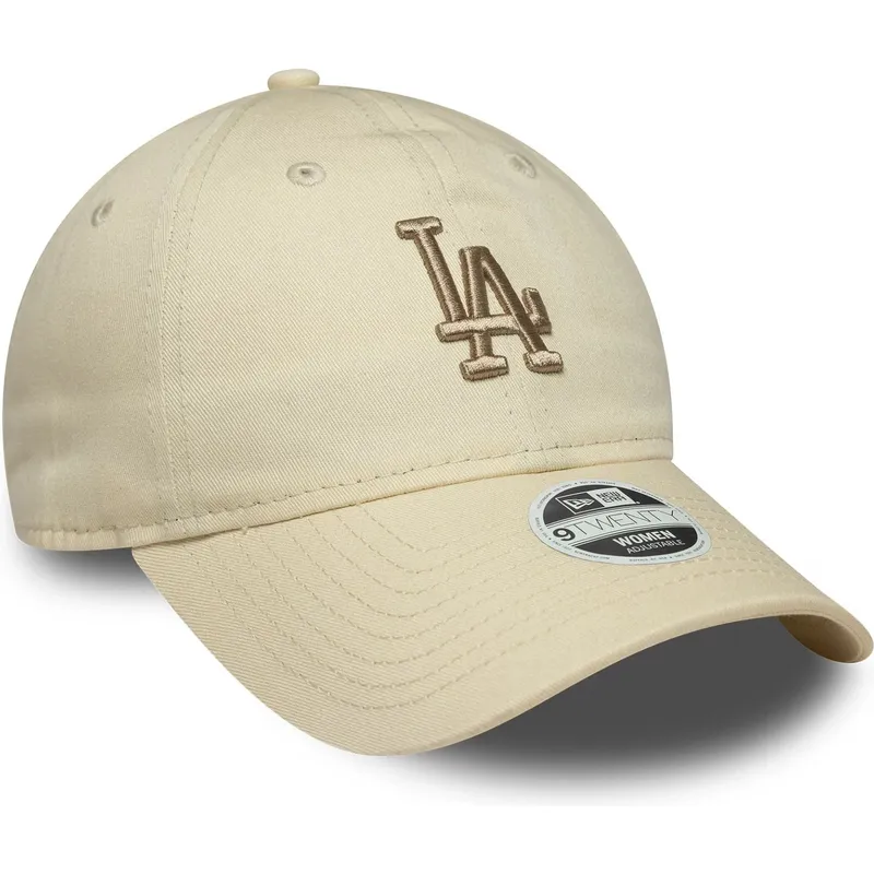 cappellino-curvo-beige-regolabile-con-logo-beige-da-donna-9twenty-league-essential-midi-dei-los-angeles-dodgers-mlb-di-new-era