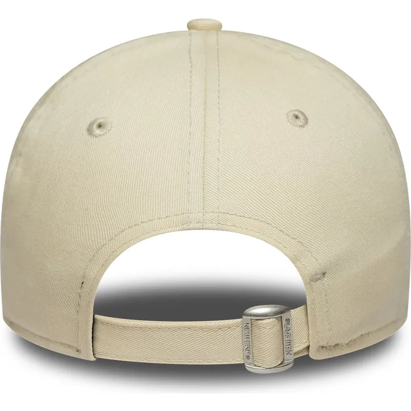 beige-verstellbare-curved-cap-mit-beigem-logo-fur-damen-9twenty-league-essential-midi-der-los-angeles-dodgers-mlb-von-new-era