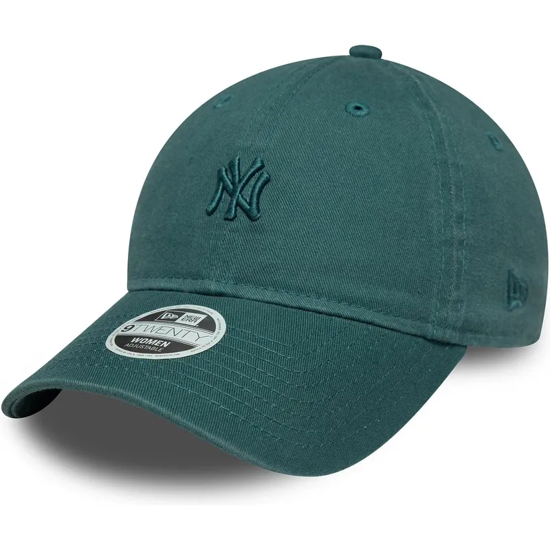 gron-justerbar-buet-kasket-til-kvinder-9twenty-washed-mini-fra-new-york-yankees-mlb-fra-new-era