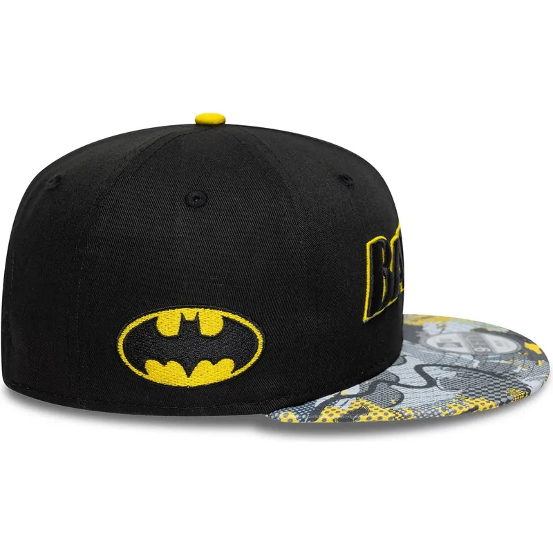 cappello-piatto-nero-snapback-per-bambino-9fifty-di-batman-dc-comics-di-new-era