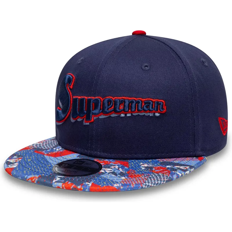 flad-marinebla-snapback-kasket-til-dreng-9fifty-superman-dc-comics-fra-new-era