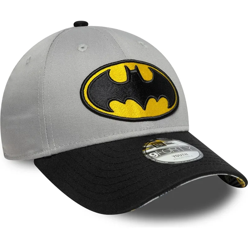 cappellino-curvo-grigio-e-nero-regolabile-per-bambino-9forty-di-batman-dc-comics-di-new-era