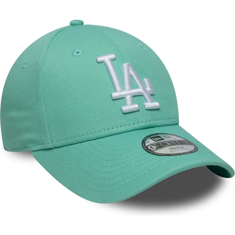 cappellino-curvo-verde-regolabile-per-bambino-9forty-league-essential-dei-los-angeles-dodgers-mlb-di-new-era