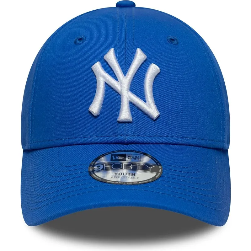 justerbar-bla-buet-kasket-til-dreng-9forty-league-essential-fra-new-york-yankees-mlb-fra-new-era