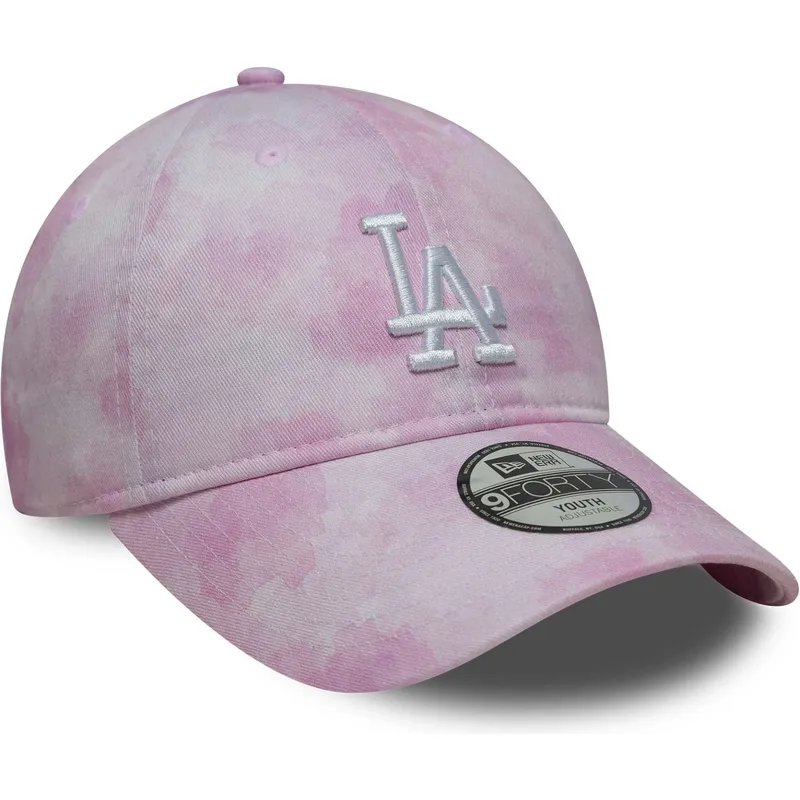 gorra-curva-rosa-ajustable-para-nino-9twenty-tie-dye-de-los-angeles-dodgers-mlb-de-new-era