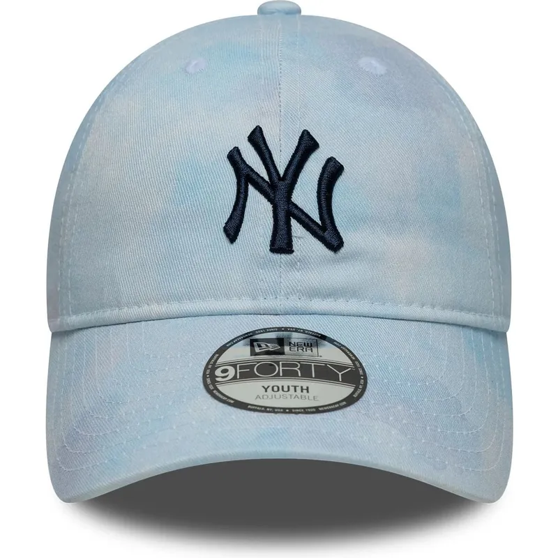 justerbar-bla-buet-kasket-til-dreng-9twenty-tie-dye-fra-new-york-yankees-mlb-fra-new-era