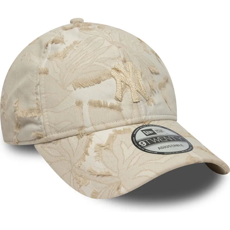 buet-beige-justerbar-kasket-med-beige-logo-9twenty-img-floral-fra-new-york-yankees-mlb-fra-new-era