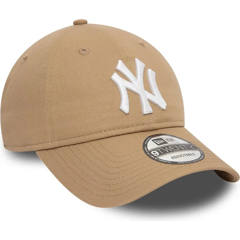 cappellino-visiera-curva-marrone-chiaro-regolabile-9twenty-league-essential-di-new-york-yankees-mlb-di-new-era