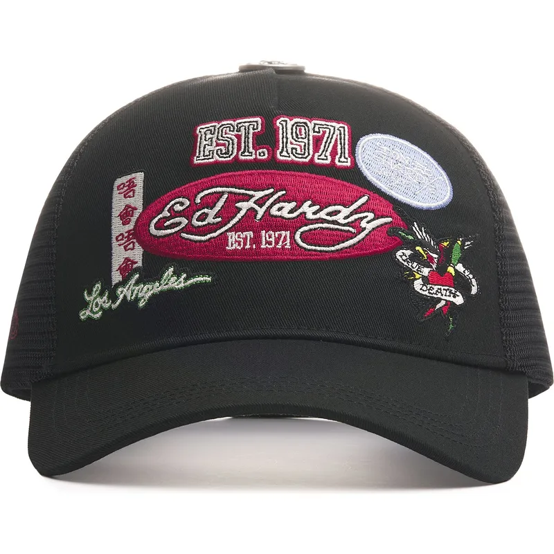 sort-trucker-kasket-est-1971-varsity-fra-ed-hardy