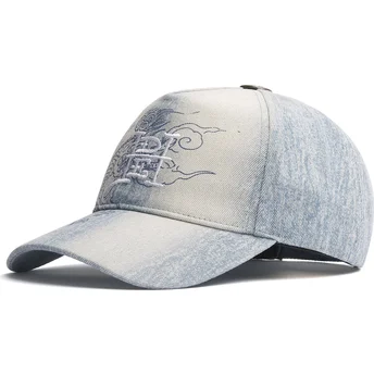 Gorra curva azul ajustable Crawling Dragon Washed Denim...