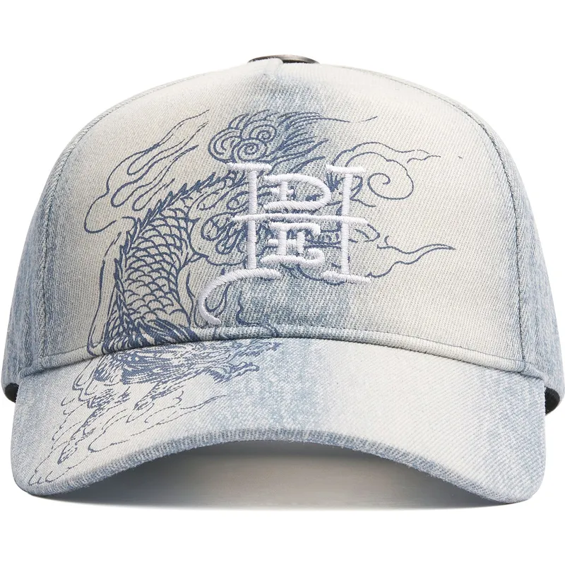 blaue-verstellbare-curved-cap-crawling-dragon-washed-denim-von-ed-hardy