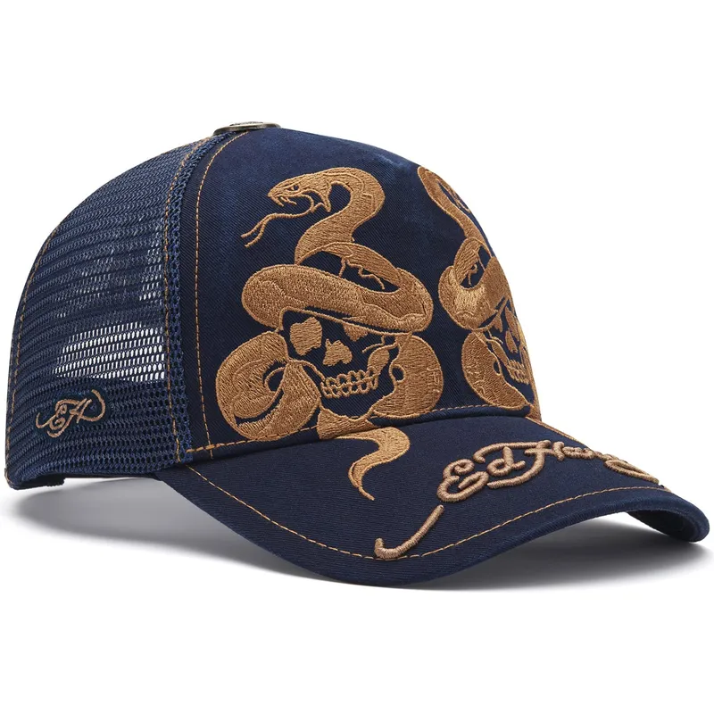 cappellino-trucker-blu-navy-skull-and-snakes-graphic-di-ed-hardy