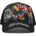 cappellino-trucker-nero-dragon-and-roses-graphic-di-ed-hardy