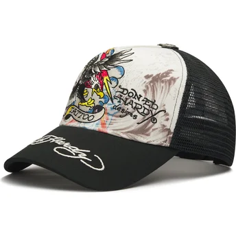 Casquette trucker blanche et noire Tattoo Eagle Graphic Ed Hardy