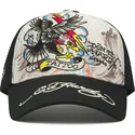 casquette-trucker-blanche-et-noire-tattoo-eagle-graphic-ed-hardy