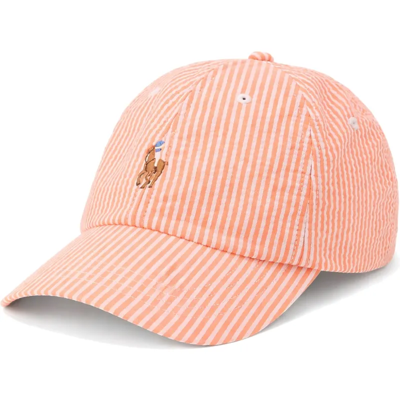 gorra-curva-naranja-ajustable-stretch-seersucker-de-polo-ralph-lauren