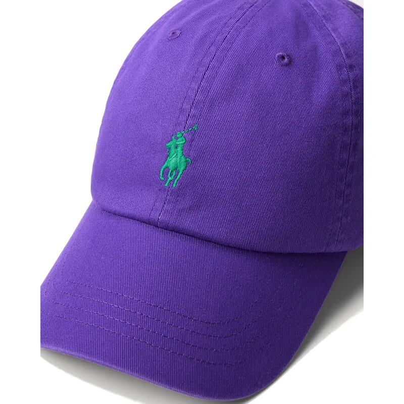 justerbar-violet-buet-kasket-med-gront-cotton-chino-classic-sport-logo-fra-polo-ralph-lauren