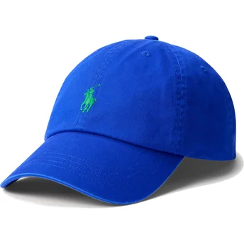 Cappellino curvo blu regolabile con logo verde Cotton Chino Classic Sport di Polo Ralph Lauren