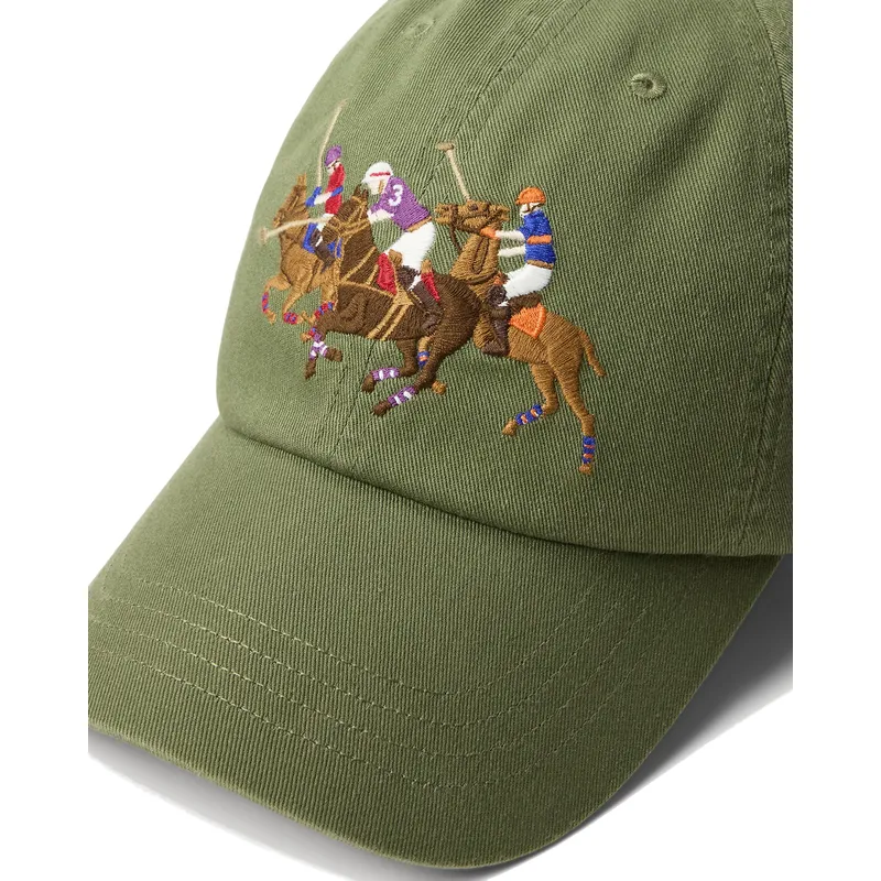 cappellino-curvo-verde-regolabile-twill-triple-pony-di-polo-ralph-lauren