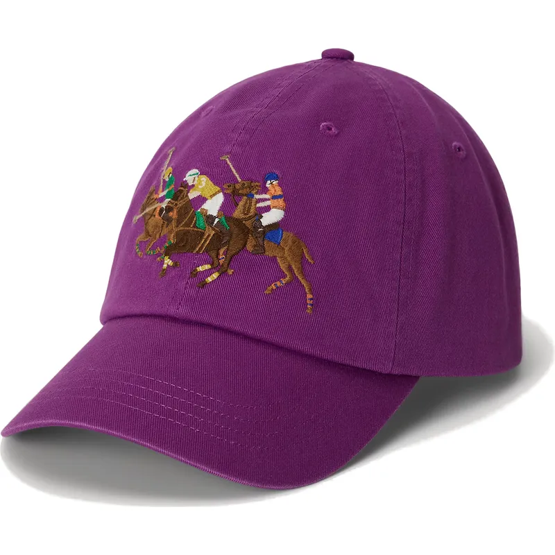 violette-verstellbare-curved-cap-twill-triple-pony-von-polo-ralph-lauren