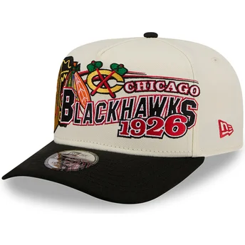 Beige och svart kurvad keps snapback 9FIFTY A Frame Classic från Chicago Blackhawks NHL av New Era
