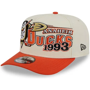 Cappellino visiera curva beige e arancione snapback 9FIFTY A Frame Classic di Anaheim Ducks NHL di New Era