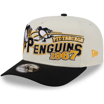Beige gebogene Snapback-Kappe 9FIFTY A Frame Classic der Pittsburgh Penguins NHL von New Era