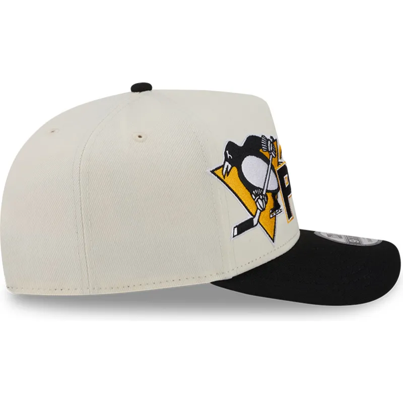 cappellino-visiera-curva-beige-snapback-9fifty-a-frame-classic-di-pittsburgh-penguins-nhl-di-new-era