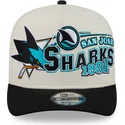 casquette-courbee-beige-et-noire-snapback-9fifty-a-frame-classic-san-jose-sharks-nhl-new-era