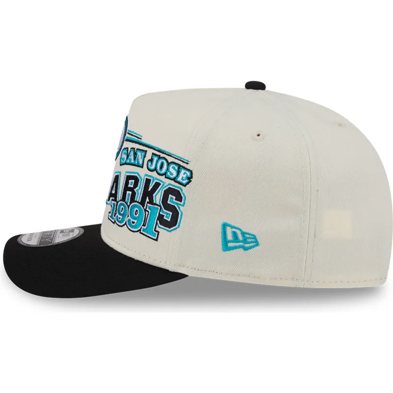 casquette-courbee-beige-et-noire-snapback-9fifty-a-frame-classic-san-jose-sharks-nhl-new-era