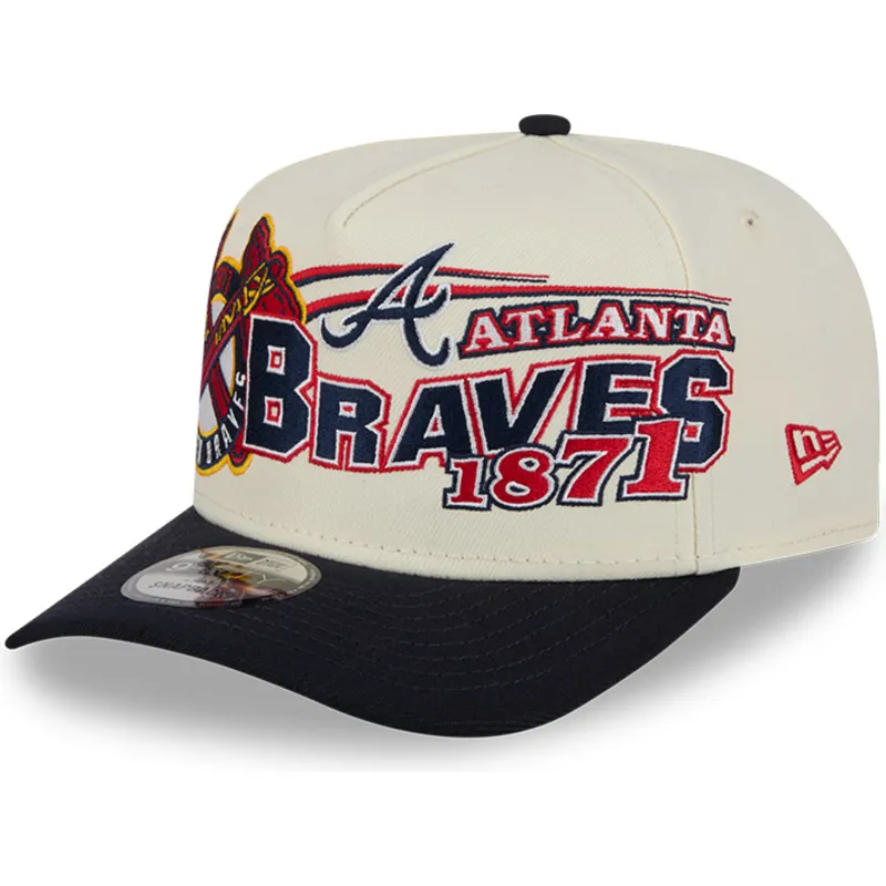 beige-und-schwarze-gebogene-snapback-kappe-9fifty-a-frame-classic-der-atlanta-braves-mlb-von-new-era