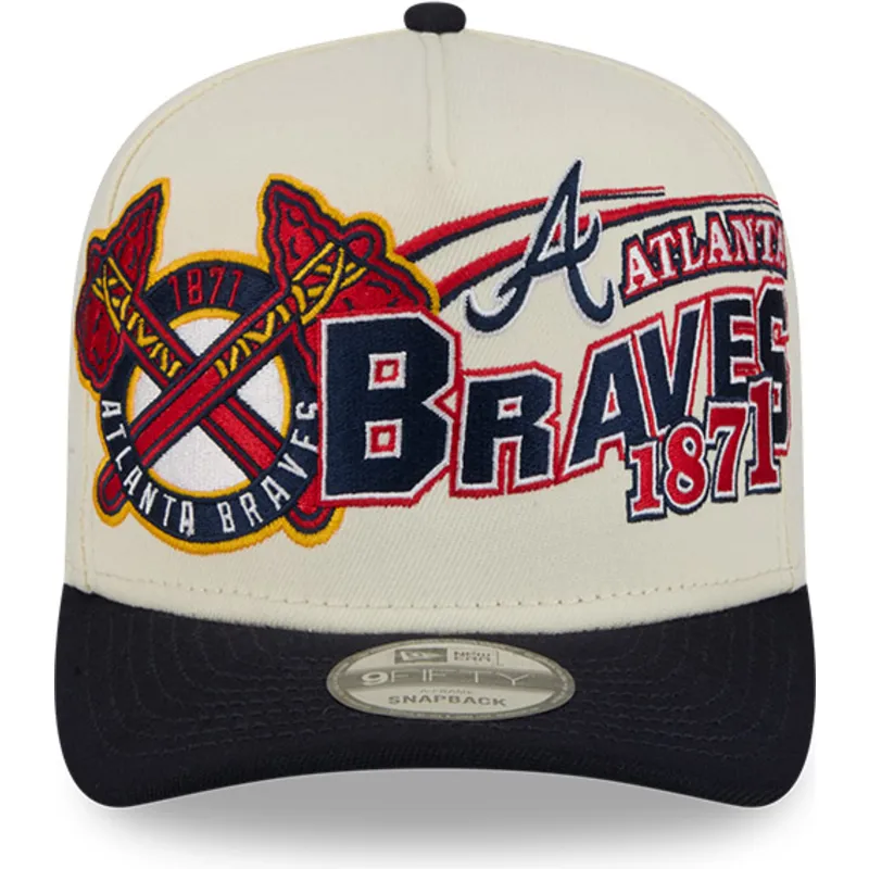 beige-und-schwarze-gebogene-snapback-kappe-9fifty-a-frame-classic-der-atlanta-braves-mlb-von-new-era