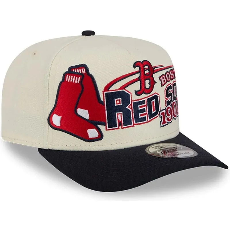 cappellino-curvo-beige-e-nero-snapback-9fifty-a-frame-classic-di-boston-red-sox-mlb-di-new-era