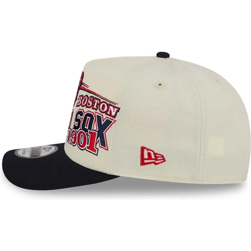 casquette-courbee-beige-et-noire-snapback-9fifty-a-frame-classic-boston-red-sox-mlb-new-era