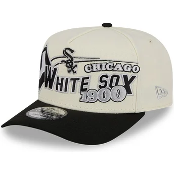 Cappellino curvo beige e nero snapback 9FIFTY A Frame Classic di Chicago White Sox MLB di New Era