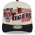new-era-curved-brim-9fifty-a-frame-classic-detroit-tigers-mlb-beige-and-navy-blue-snapback-cap