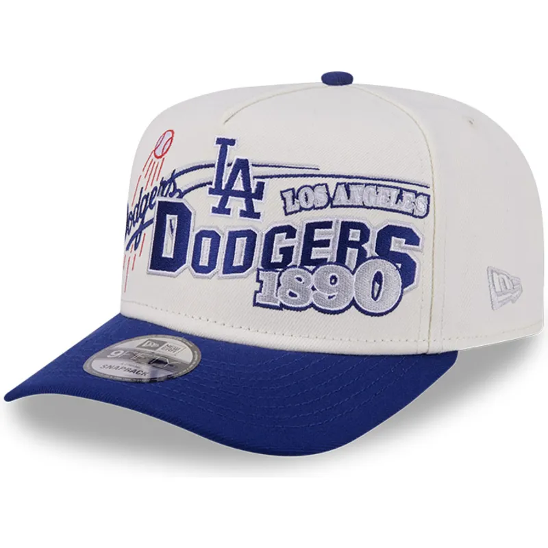 casquette-courbee-beige-et-bleue-snapback-9fifty-a-frame-classic-los-angeles-dodgers-mlb-new-era
