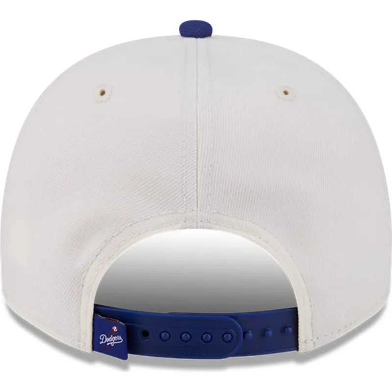 beige-und-blaue-gebogene-snapback-kappe-9fifty-a-frame-classic-der-los-angeles-dodgers-mlb-von-new-era