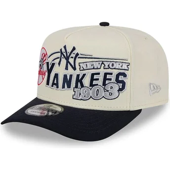 Buet beige og marineblå snapback kasket 9FIFTY A Frame Classic fra New York Yankees MLB fra New Era