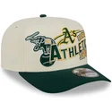 cappellino-curvo-beige-e-verde-snapback-9fifty-a-frame-classic-di-oakland-athletics-mlb-di-new-era