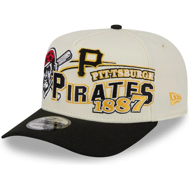 buet-beige-og-sort-snapback-kasket-9fifty-a-frame-classic-fra-pittsburgh-pirates-mlb-fra-new-era