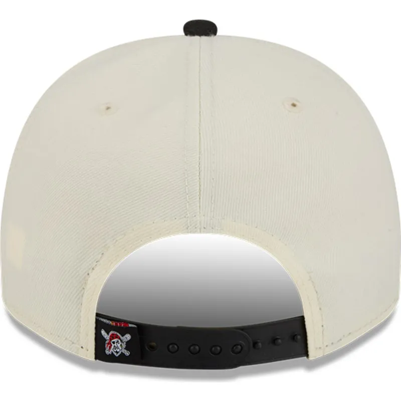 beige-und-schwarze-gebogene-snapback-kappe-9fifty-a-frame-classic-der-pittsburgh-pirates-mlb-von-new-era