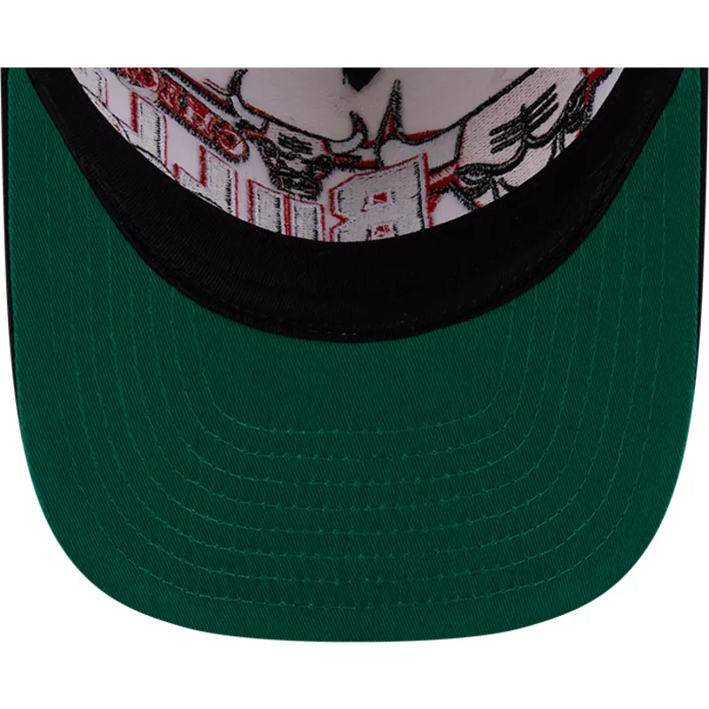 cappellino-curvo-beige-e-nero-snapback-9fifty-a-frame-classic-di-chicago-bulls-nba-di-new-era